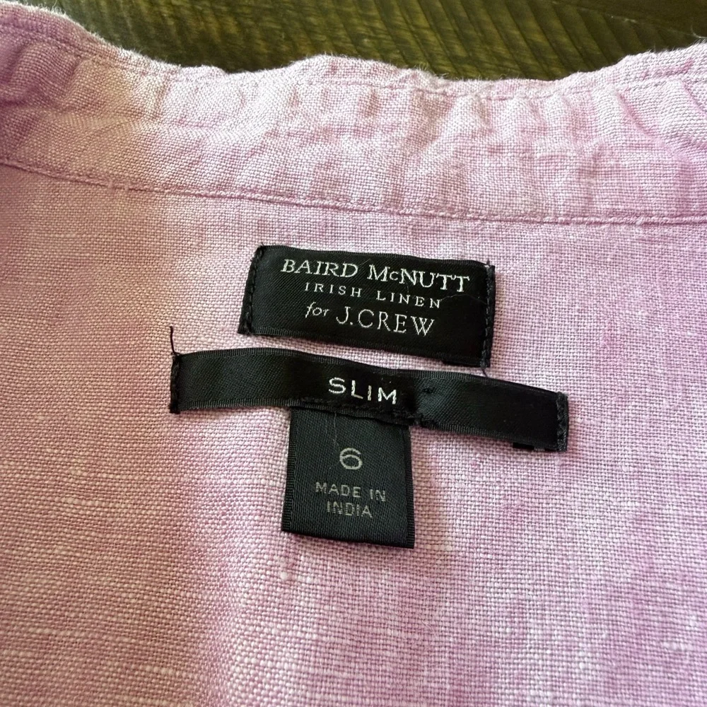 J. Crew Baird McNutt Irish Linen Lavender Linen Button-Down Shirt Slim size 6 - Picture 3 of 7
